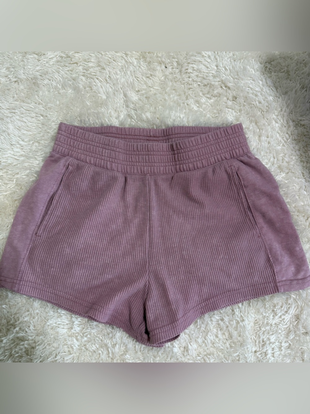 Hippie Rose Ribbed Lounge Shorts in Mauve Pink